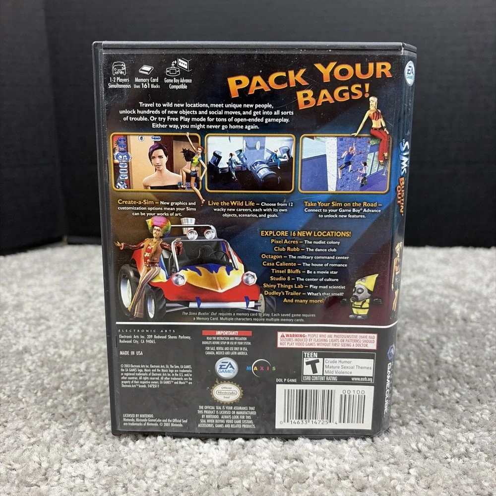 Sims Bustin' Out (Nintendo GameCube, 2003) Complete With Manual